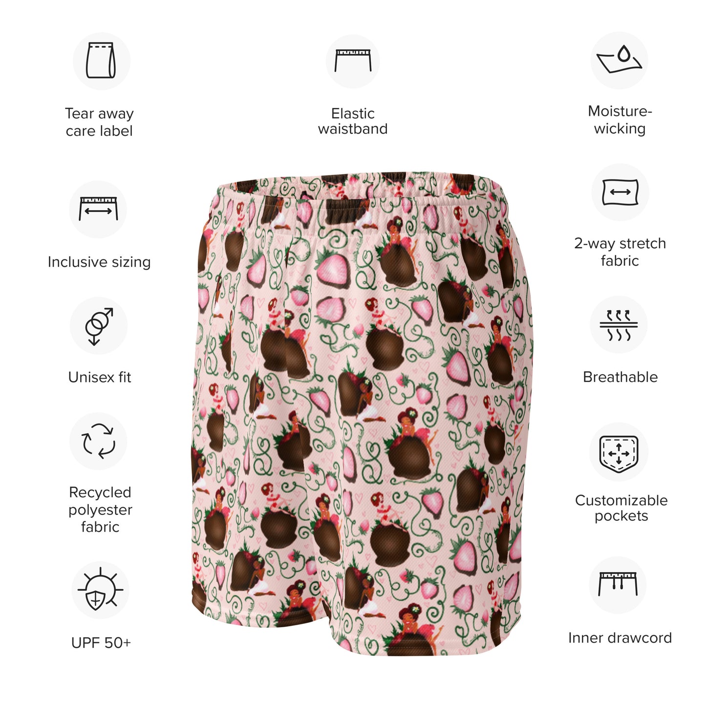 Chocolate Strawberry Unisex mesh shorts