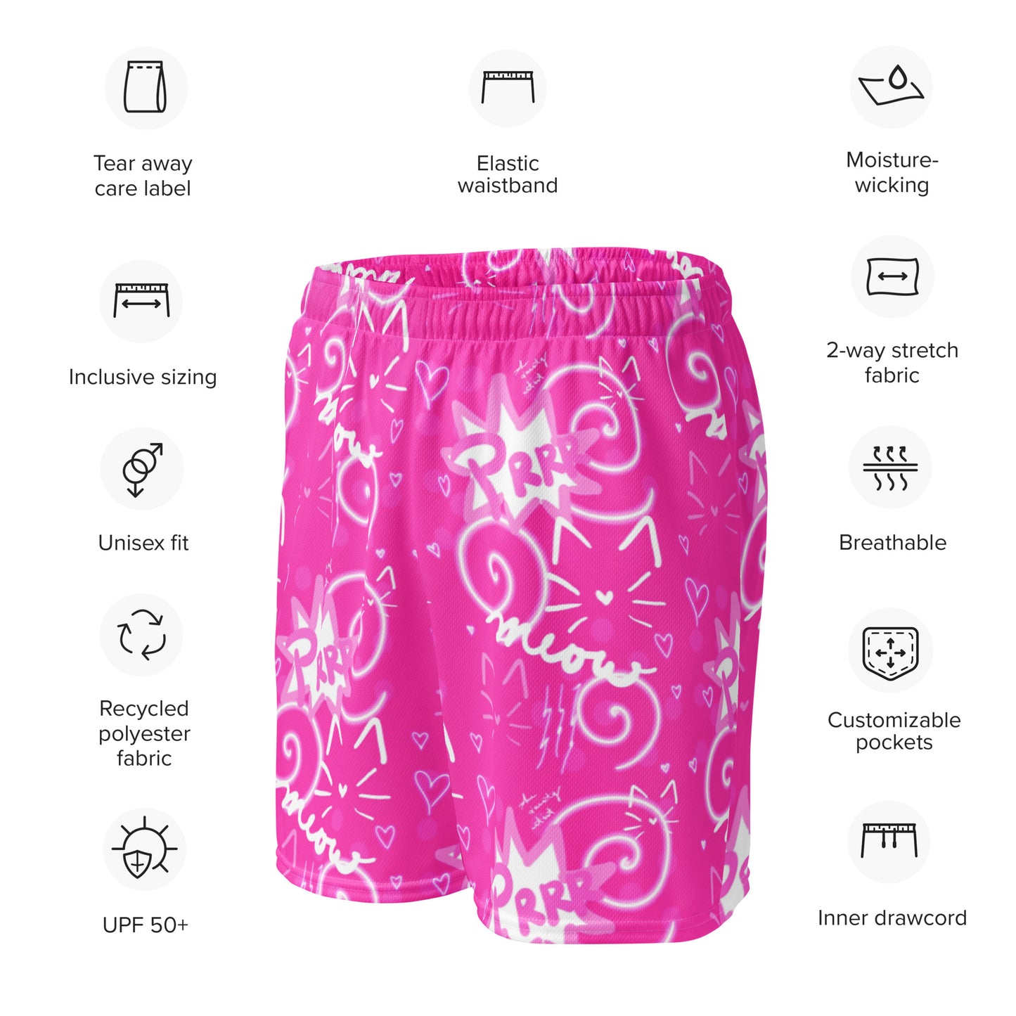 Pink Kitty, Unisex mesh shorts