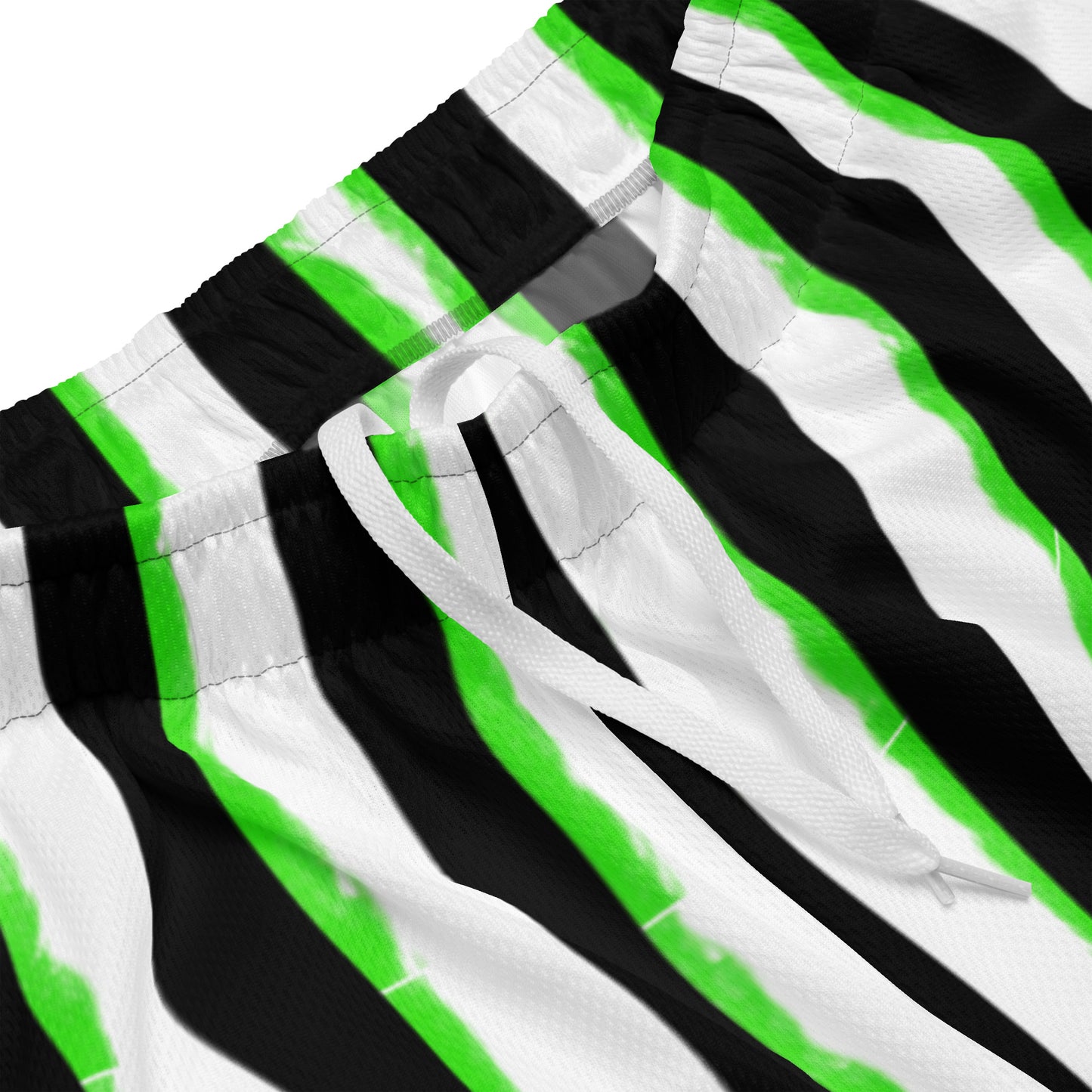 Striped Black with Green Unisex mesh shorts