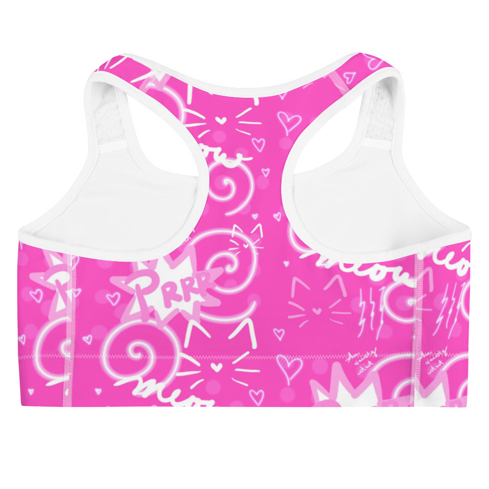 Pink Kitty Sports bra