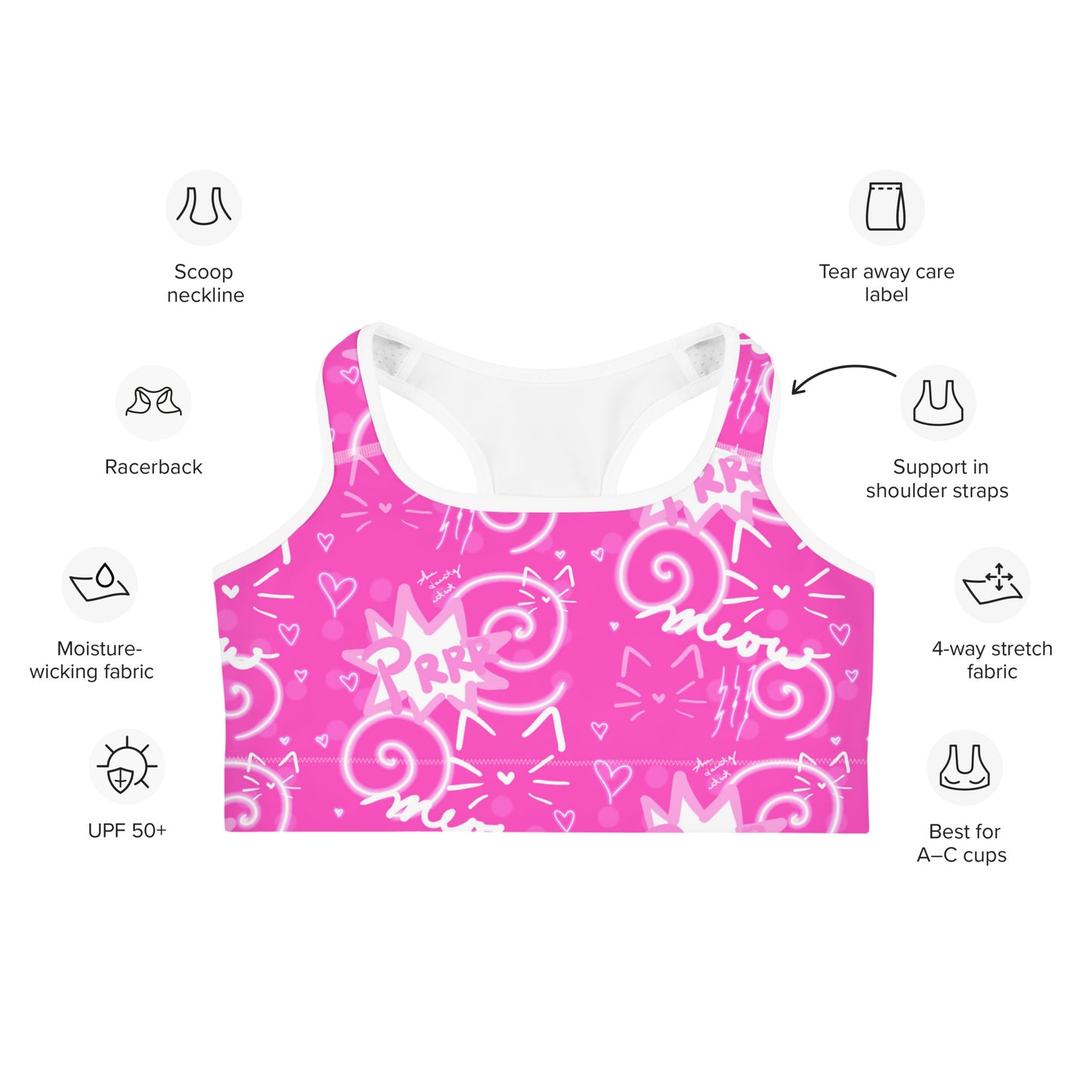 Pink Kitty Sports bra