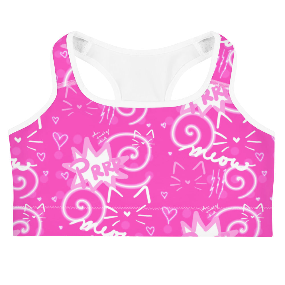 Pink Kitty Sports bra