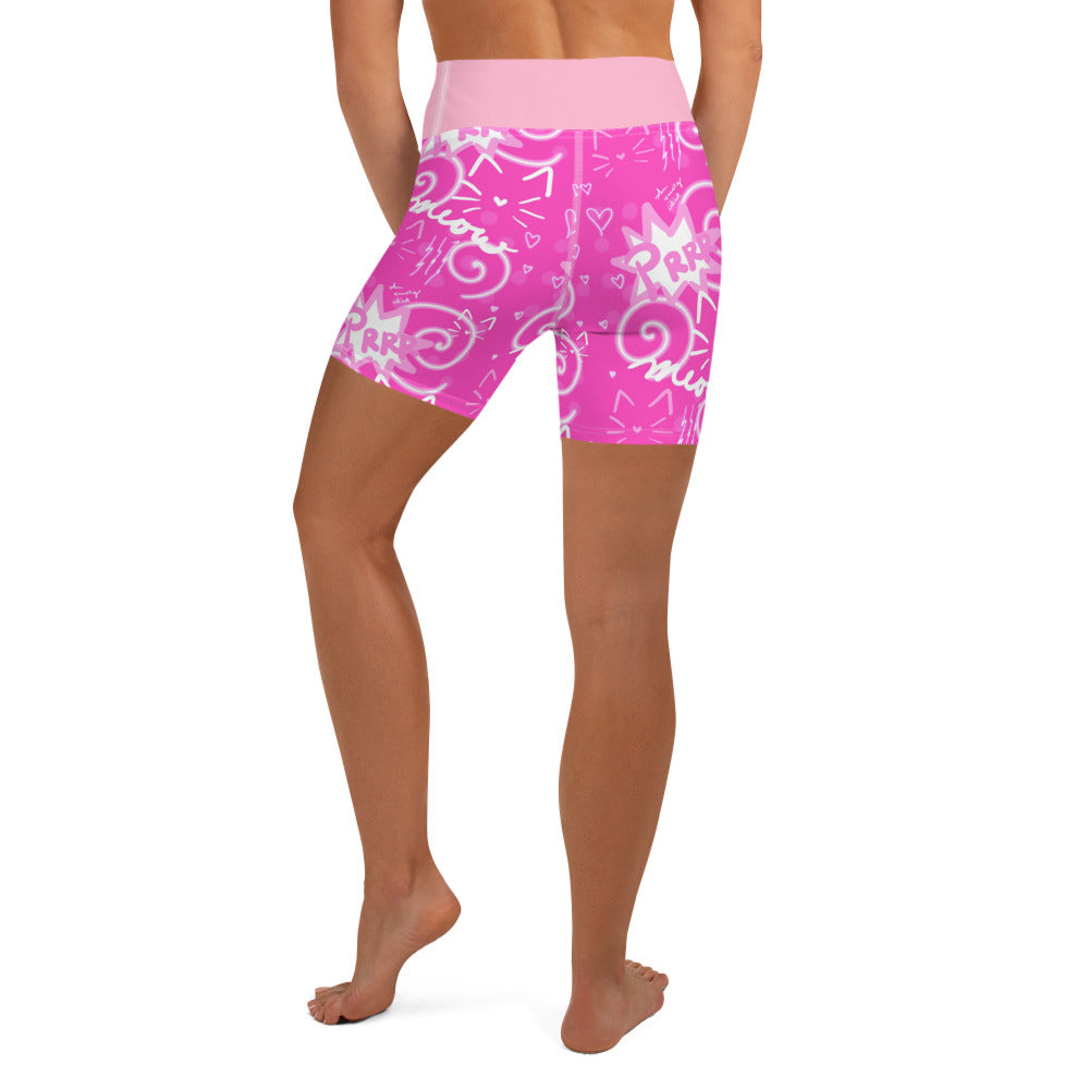 Pink Kitty Yoga Shorts