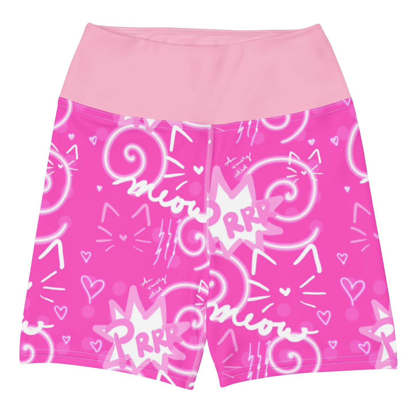 Pink Kitty Yoga Shorts