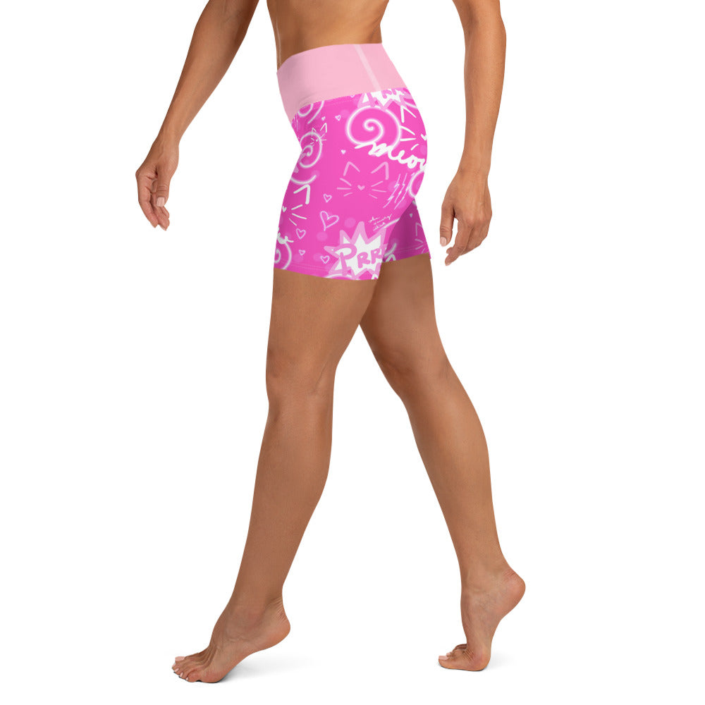 Pink Kitty Yoga Shorts