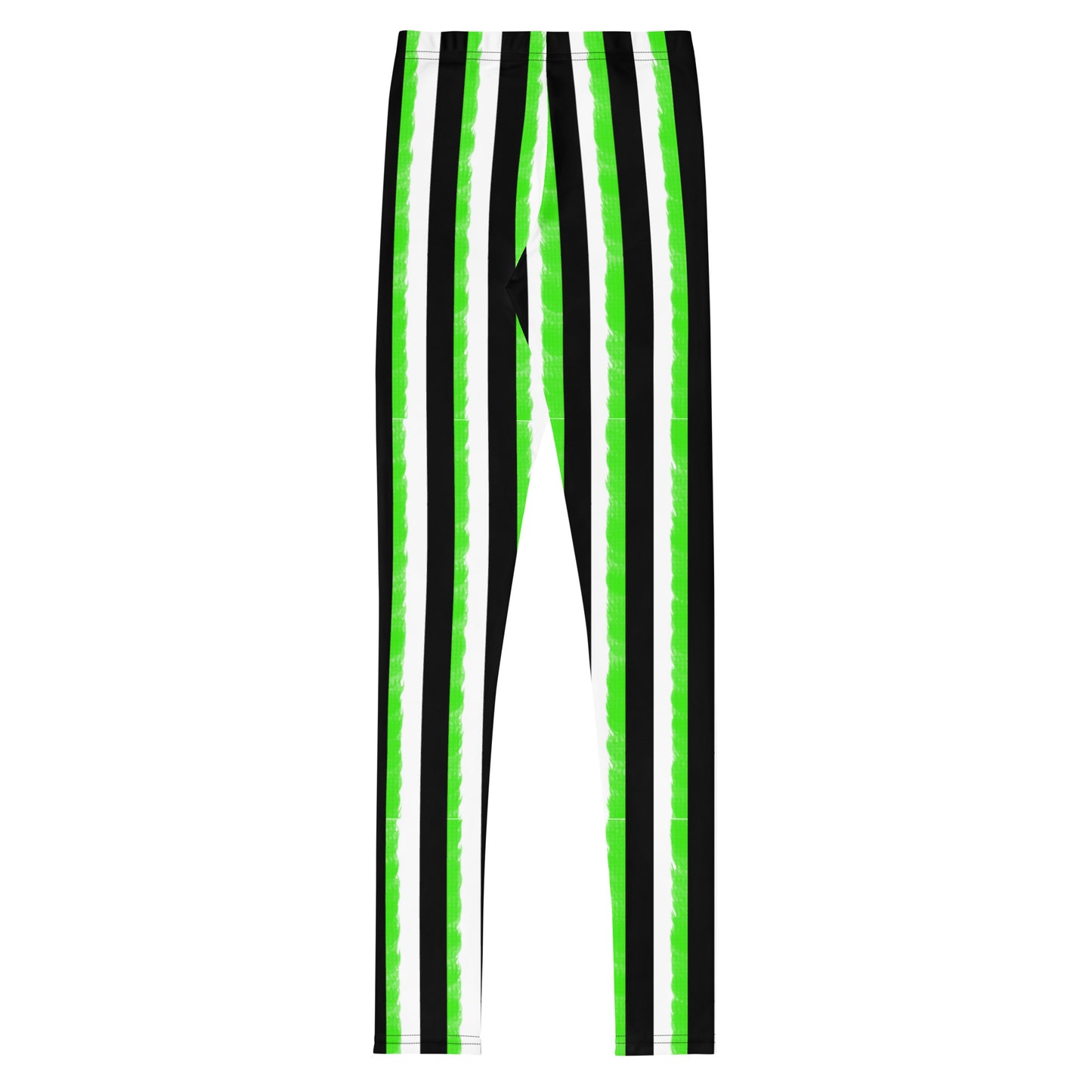 Striped Black and Green Youth Leggings