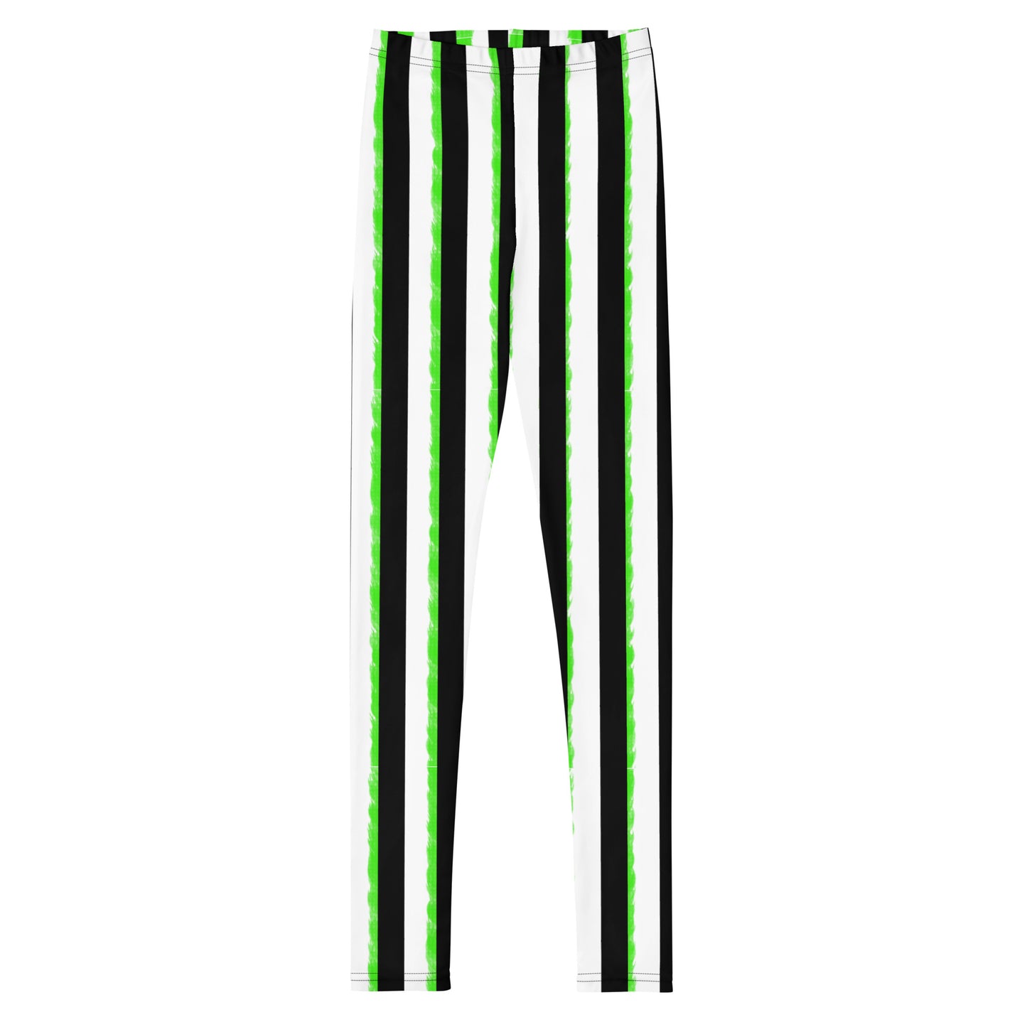 Striped Black and Green Youth Leggings