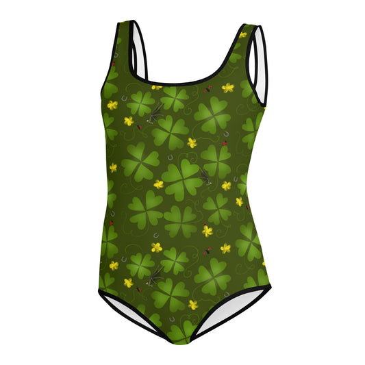 Lucky Clover, All-Over Print Youth Swimsuit